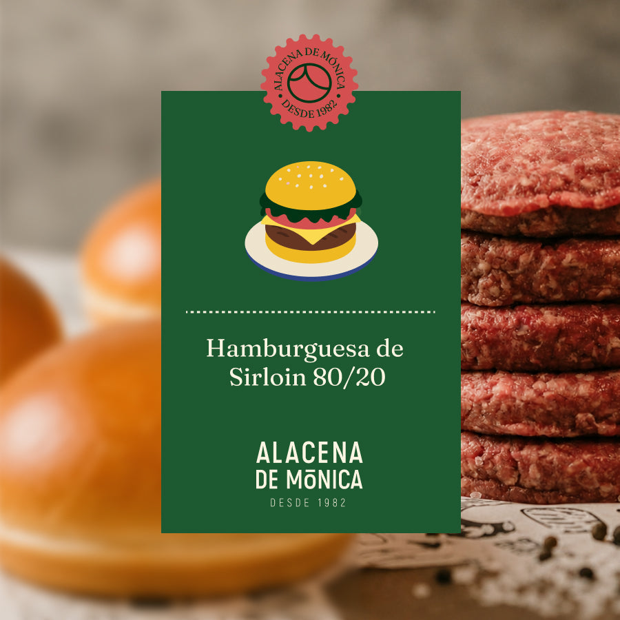 Hamburguesa de Sirloin 80-20. La que molemos nosotros.