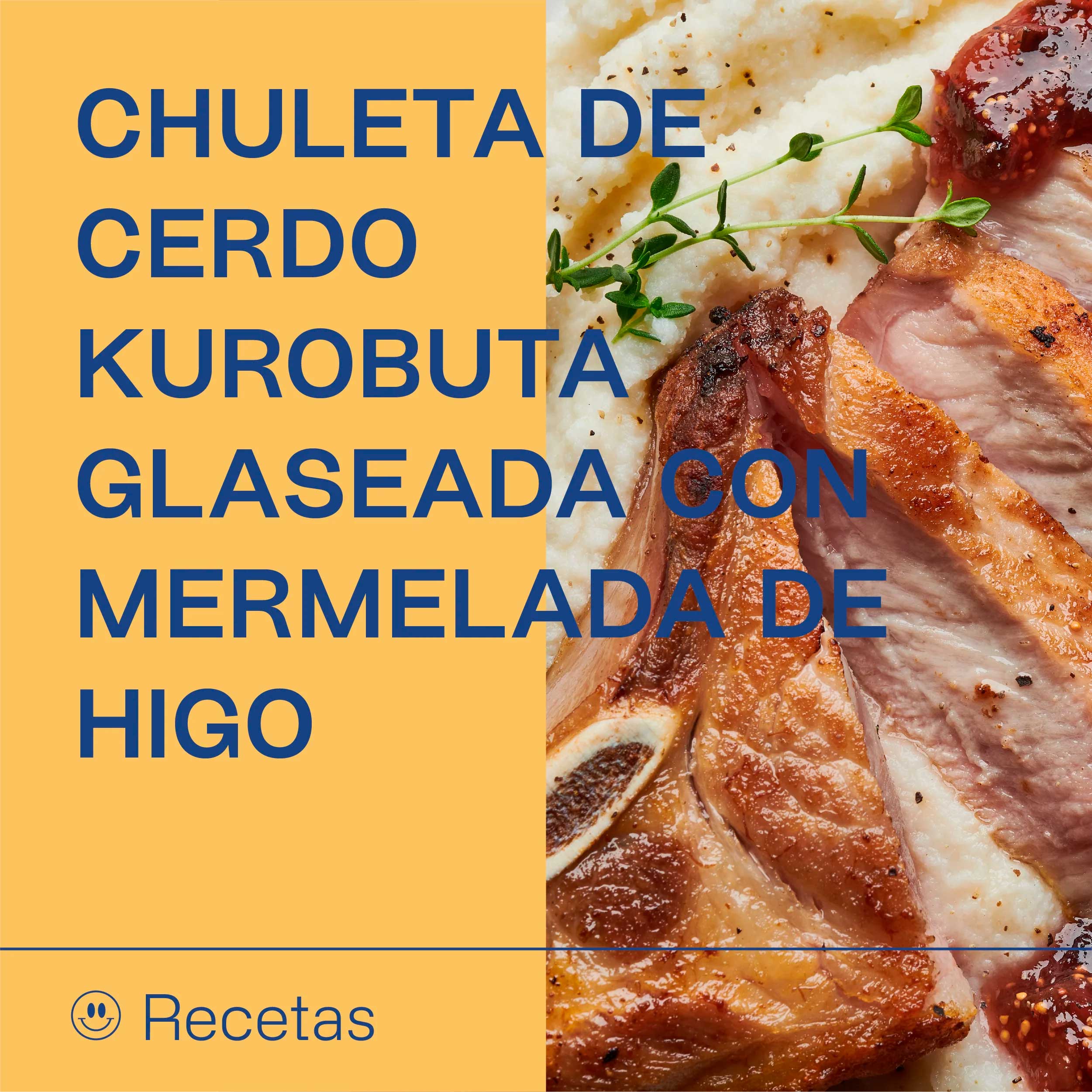 Chuleta de cerdo Kurobuta glaseada con mermelada de higo