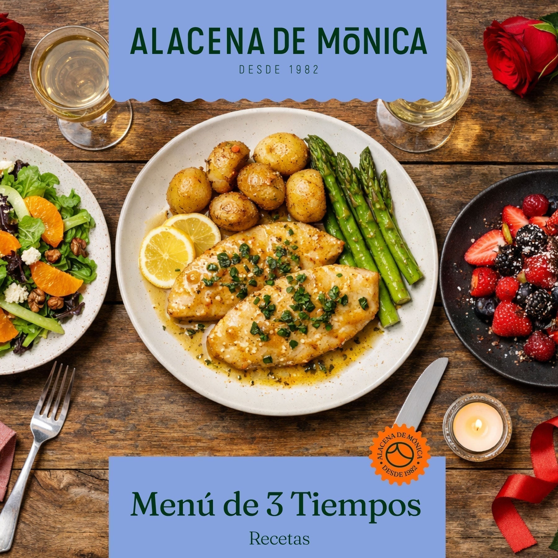 Menú 3 Tiempos para dos en menos de 45 Min : Una Cena Romántica sin Complicaciones
