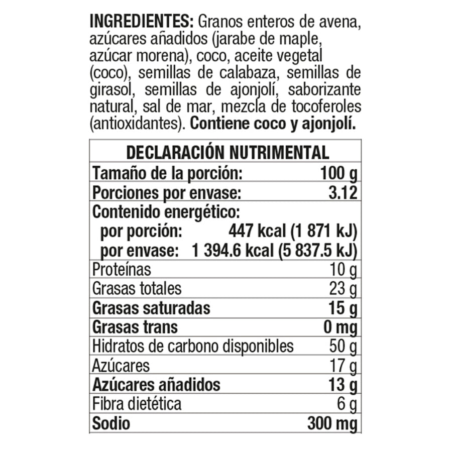 Granola Tostada con Maple y Sal de Mar sin Gluten