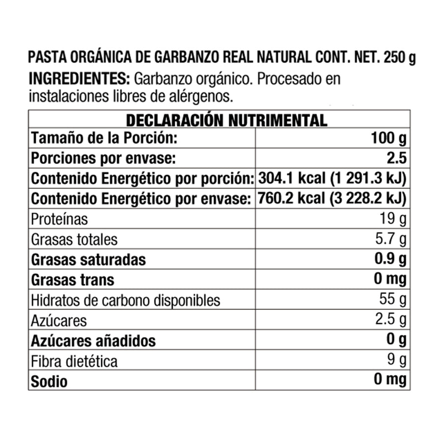 Fusilli Orgánico De Garbanzo Real Natural