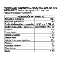 Fusilli Orgánico De Lenteja Roja Real Natural