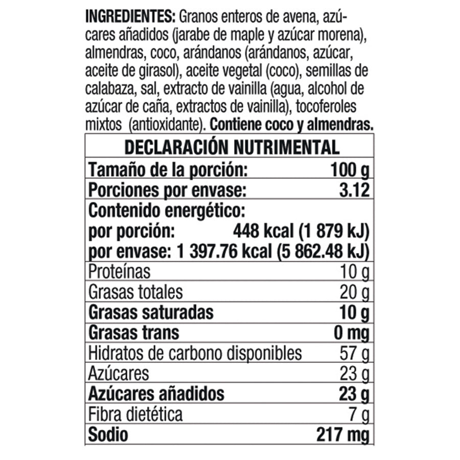 Granola Tostada con Arándanos y Almendras sin Gluten