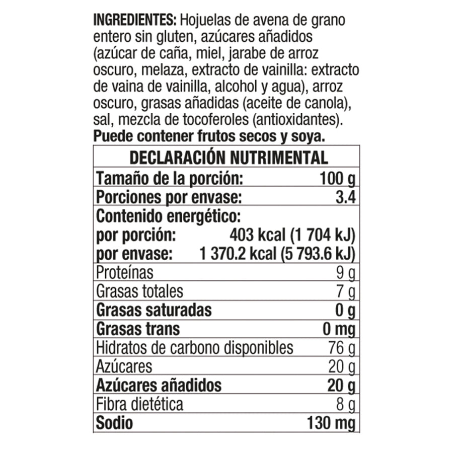 Granola Natural con Miel y Avena sin Gluten
